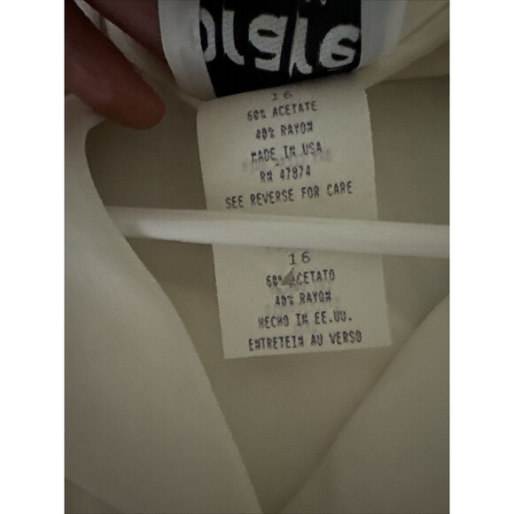 Vintage Women's 90s Orare Formal Shirt Ivory Blouse Long Sleeve Button up Sz 16 - Picture 11 of 12